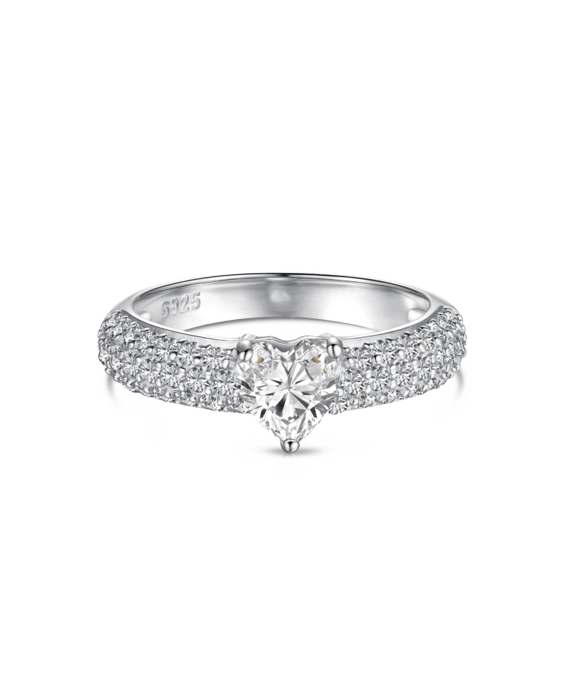 Silver ring with moissanites “Heart” 0.8ct