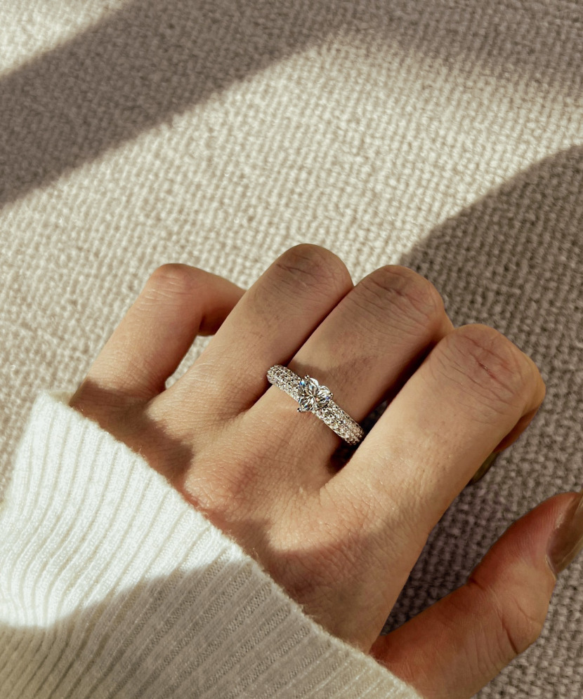 Silver ring with moissanites “Heart” 0.8ct