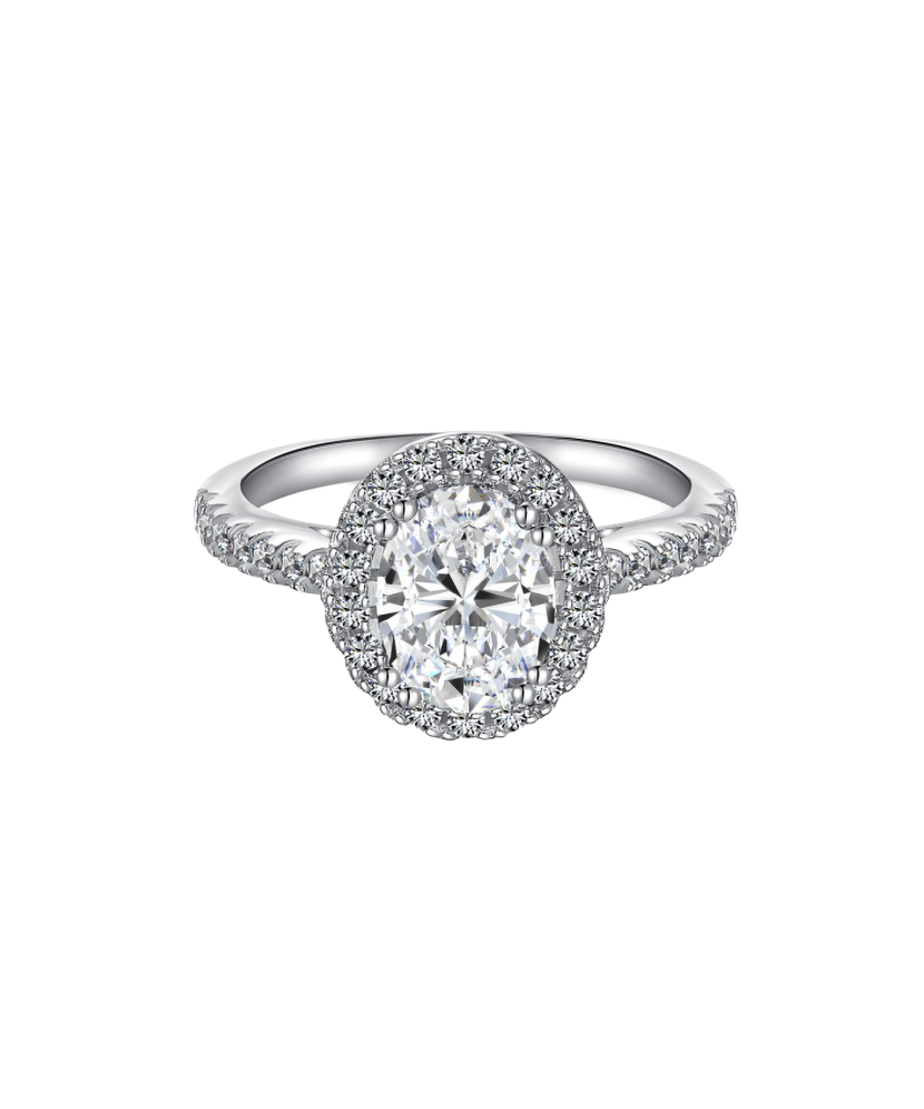 Hopeinen sormus moissaniiteilla 1.5ct