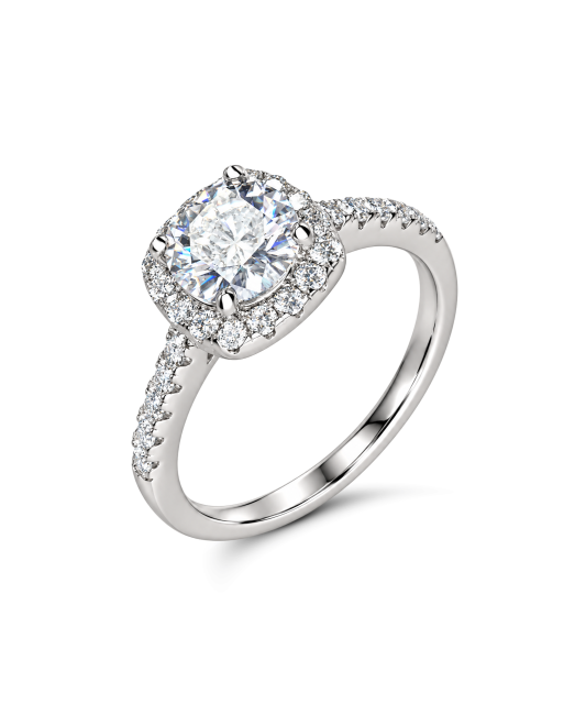 Silver ring with moissanites 1.2ct