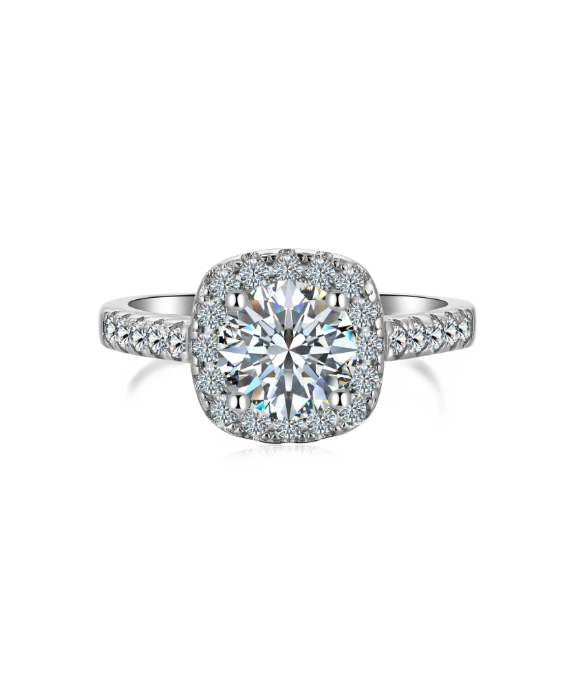Hopeinen sormus moissaniiteilla 1.2ct