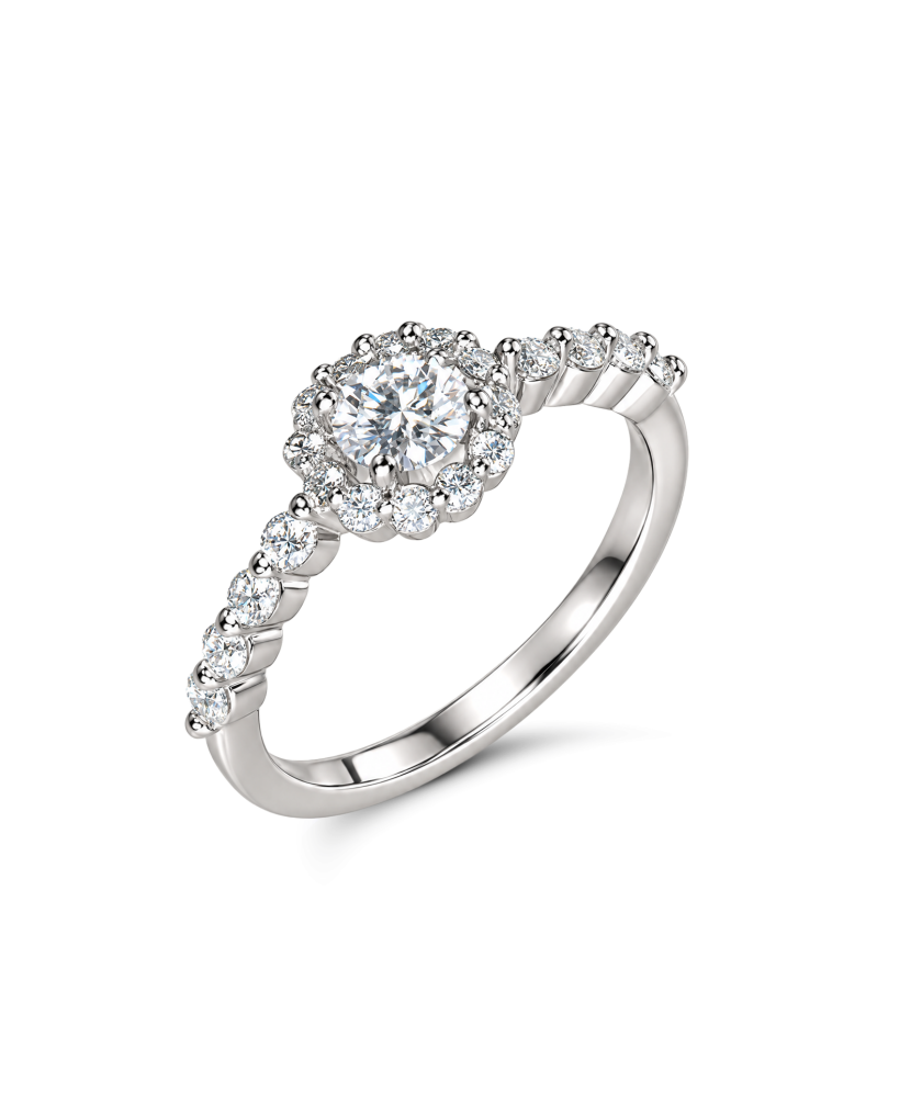 Hopeinen sormus moissaniiteilla 0.86ct