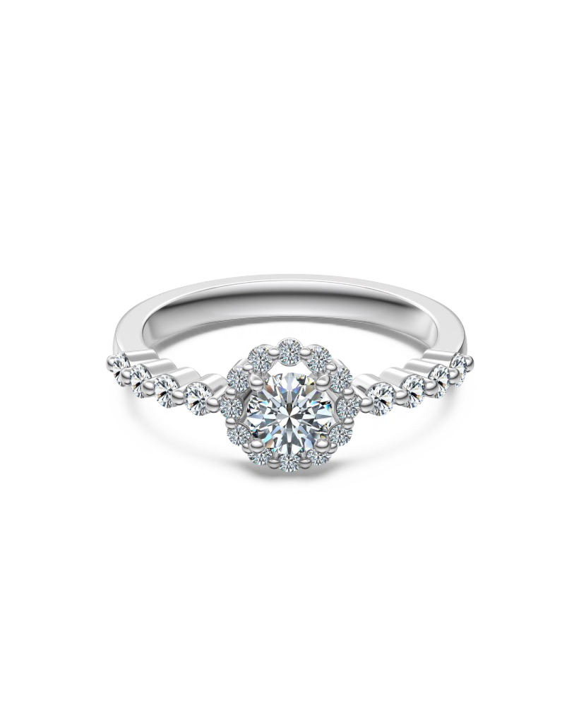 Hopeinen sormus moissaniiteilla 0.86ct