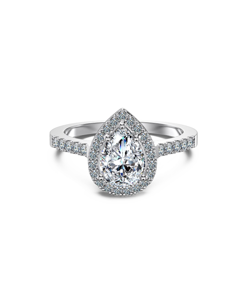 Hopeinen sormus moissaniiteilla 1.25ct