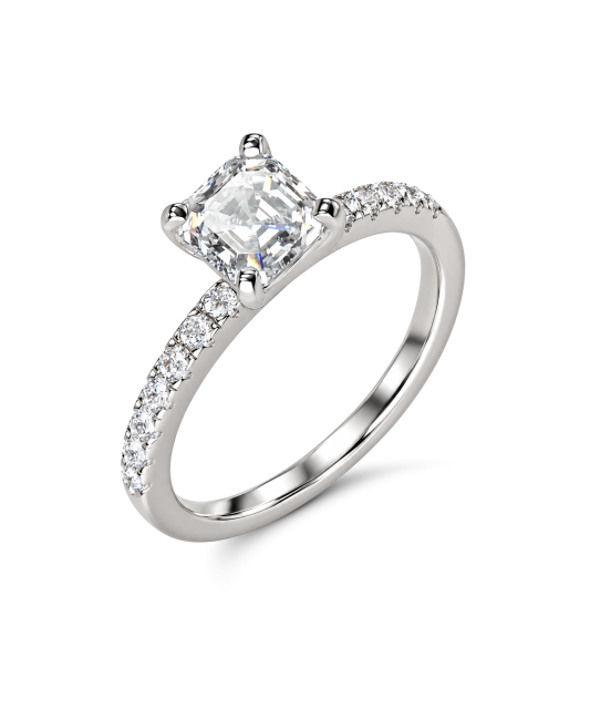 Silver ring with moissanites 1CT