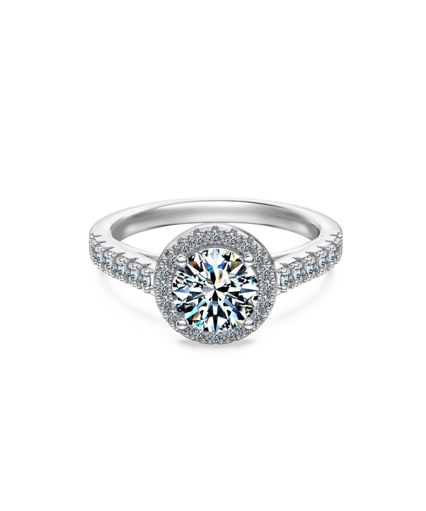 Silver ring with moissanites 1.2ct