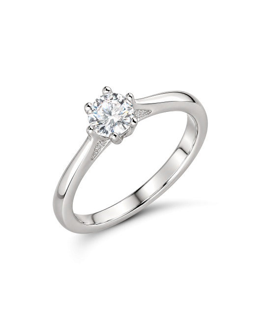 Hopeinen sormus moissaniitilla 0.5ct