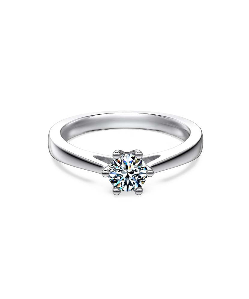 Hopeinen sormus moissaniitilla 0.5ct