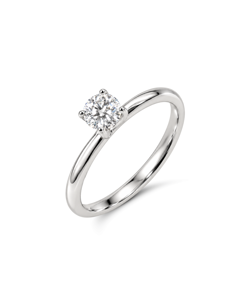 Hopeinen sormus moissaniitilla 0.5ct