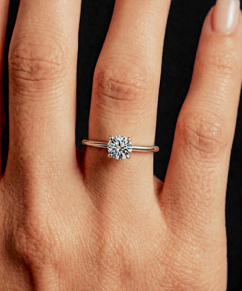Silver ring with moissanite 1ct
