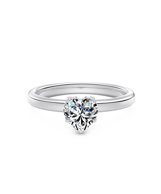 Hopeinen sormus moissaniitilla “Sydän” 0.8ct