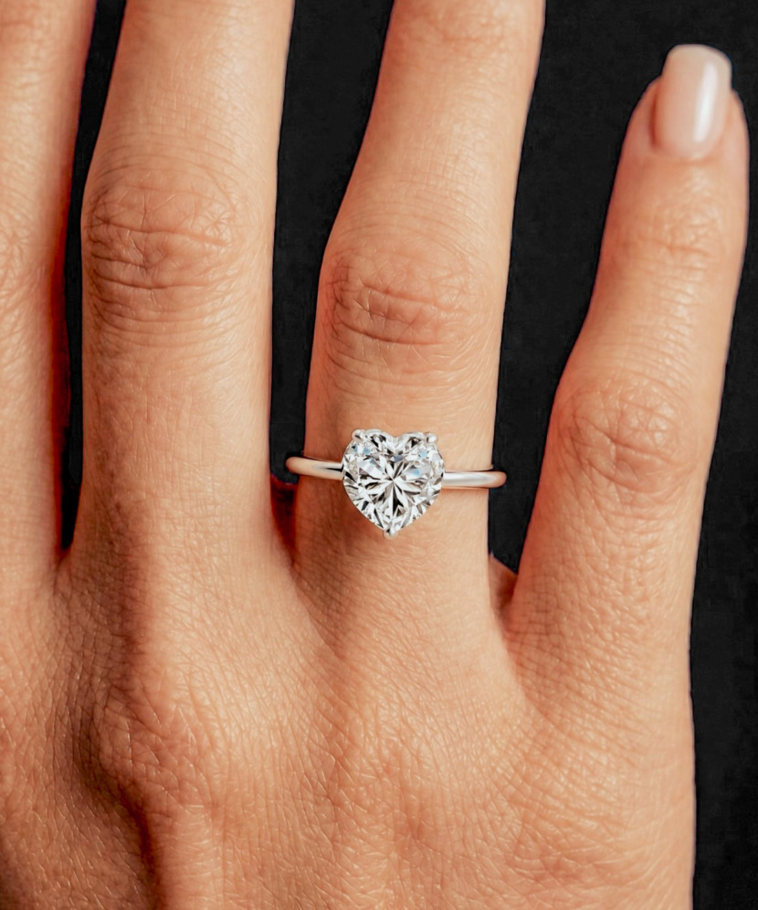 Silver ring with moissanite “Heart” 3ct