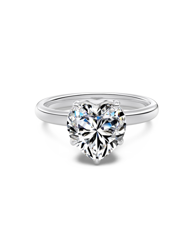 Hopeinen sormus moissaniitilla “Sydän” 3ct