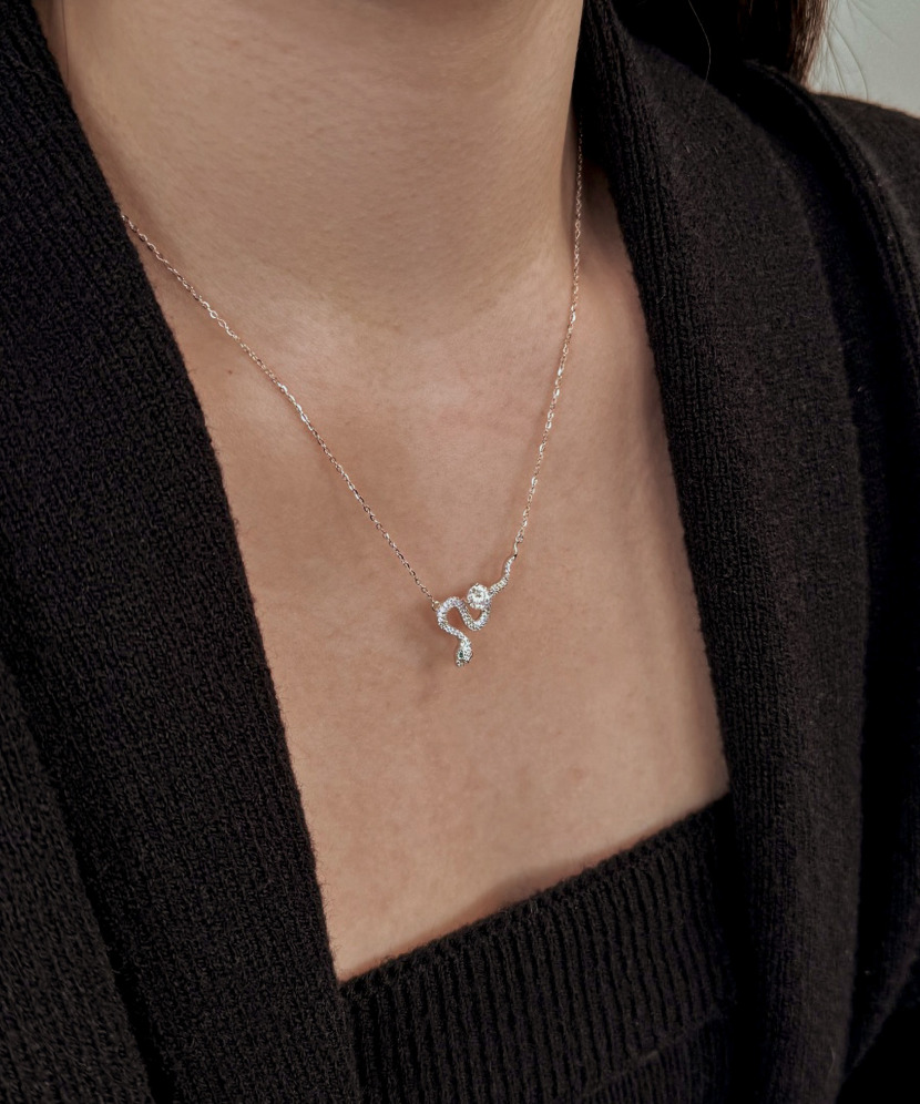 Hopeinen ketju moissaniittiriipuksella 0.5ct