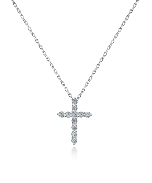 Hopeinen ketju moissaniittiriipuksella 0.44ct