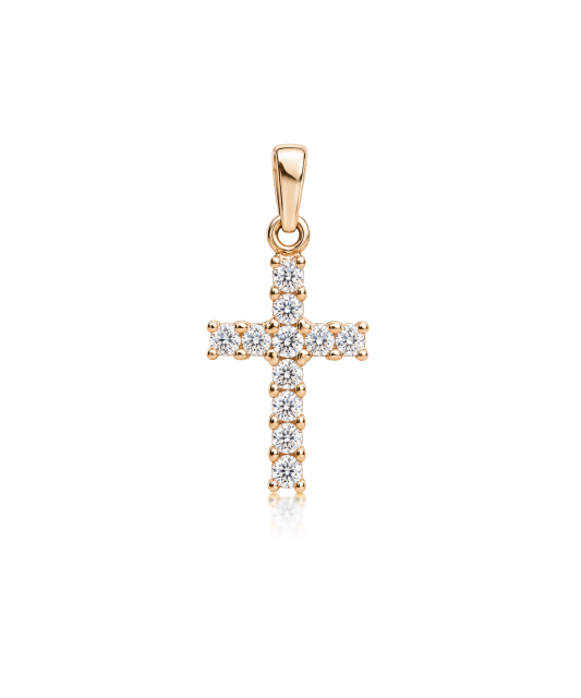 Gold pendant with zircons "cross"