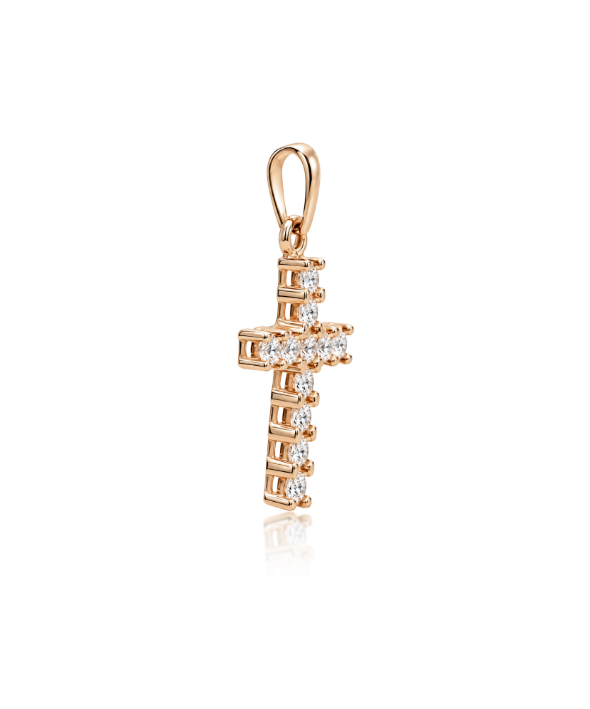 Gold pendant with zircons "cross"