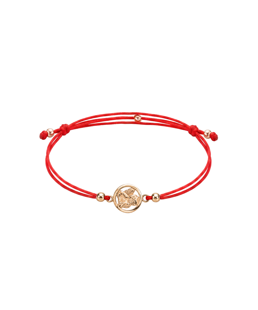 Red string bracelet with gold