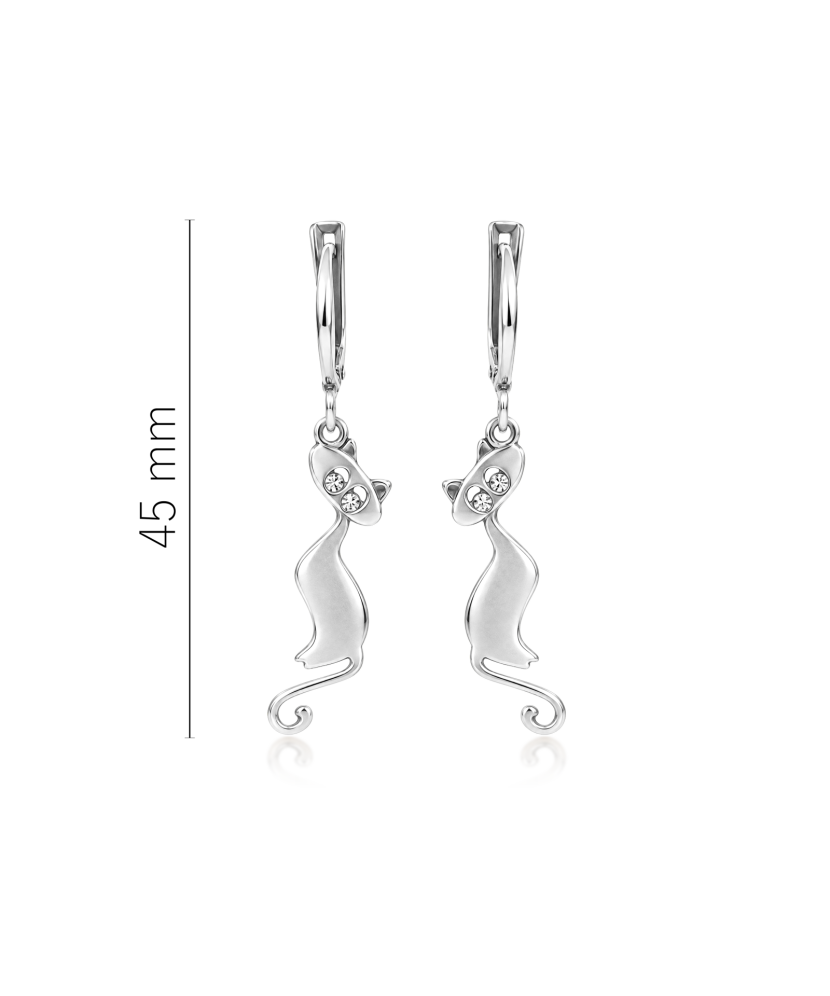 Sterling silver earrings with zircons "cat"