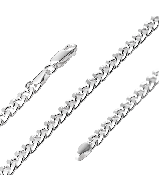 Hopeinen rannekoru "Curb" 4.3mm