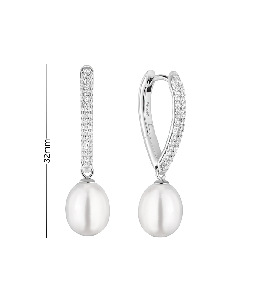 Sterling silver earrings with pearls and zircons