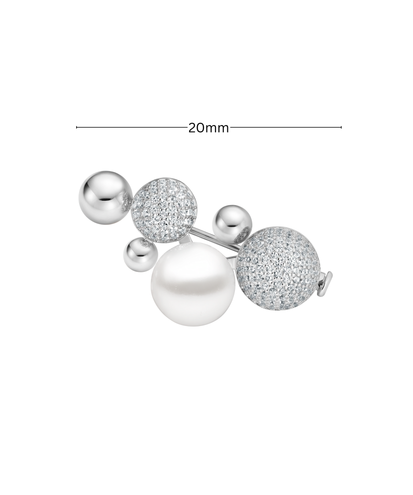 Sterling silver  brooch with pearls and zircons