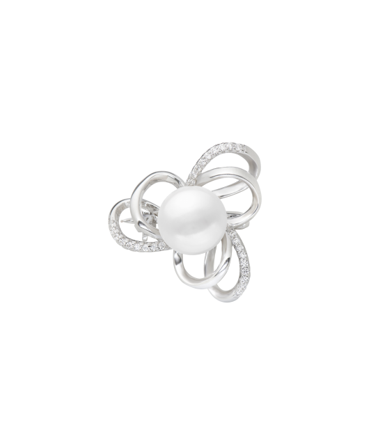 Sterling silver  brooch with pearls and zircons