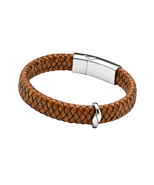 Leather bracelet with stainless steel