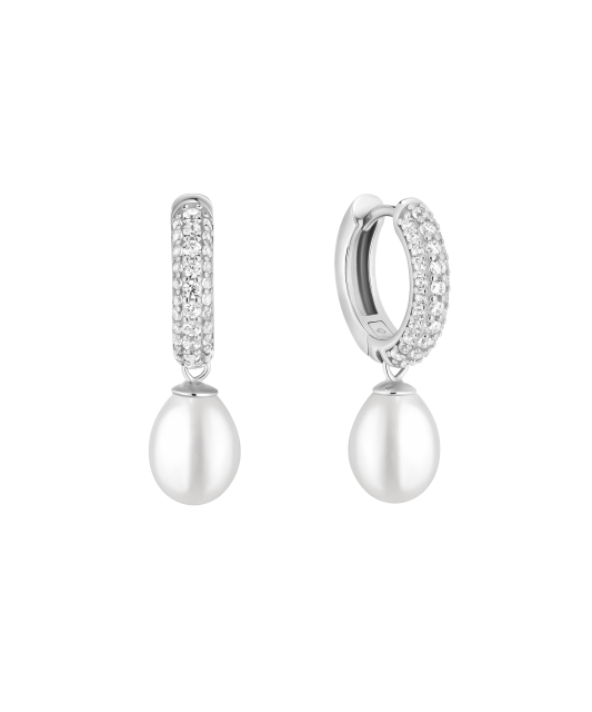 Sterling silver earrings with pearls and zircons