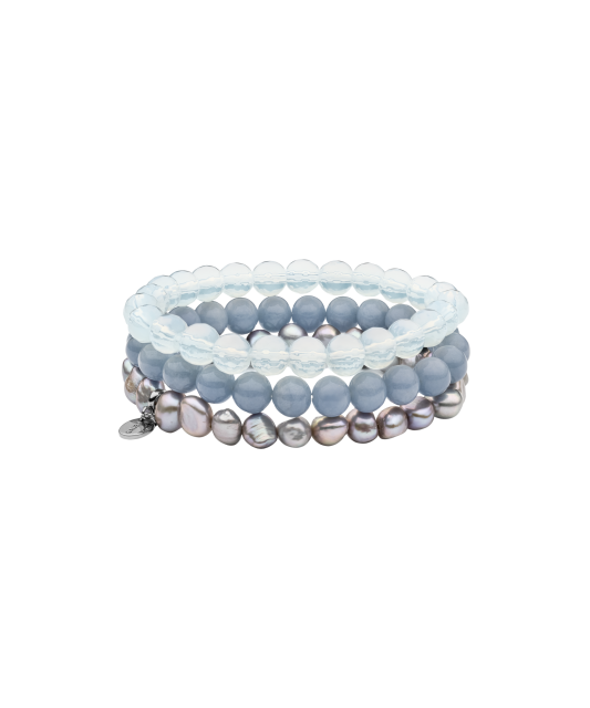 Bracelet with opal, angelite and pearls