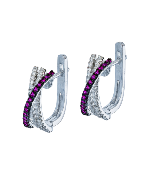 Sterling Silver earrings with nano rubies and zircons