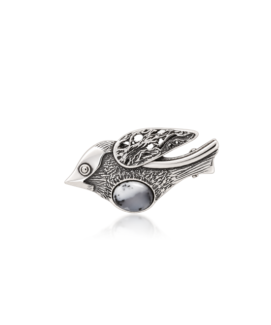 Sterling silver  brooch with agate "Bird"