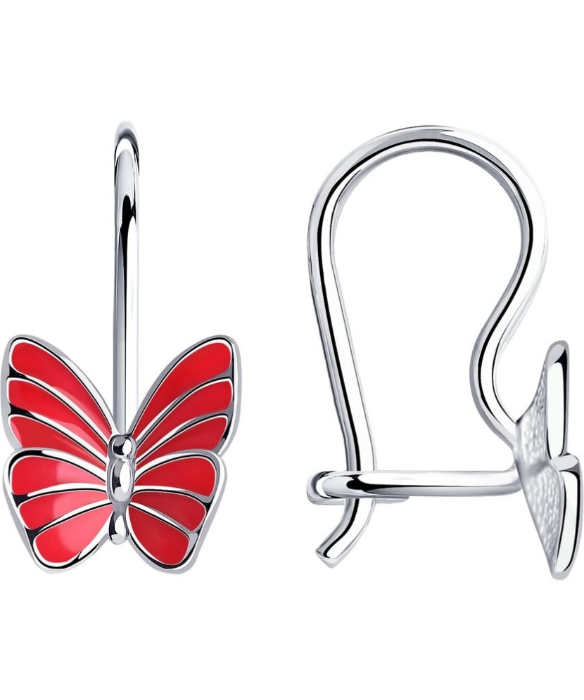 Sterling silver earrings with enamel "Butterflies"