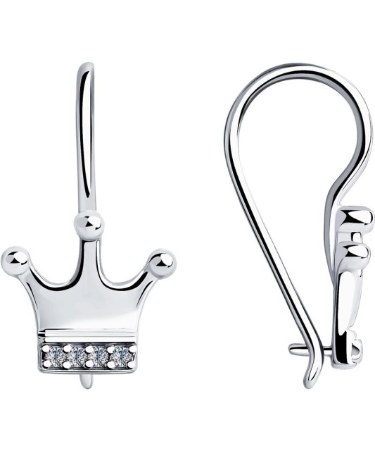 Sterling silver earrings with zircons "crown"
