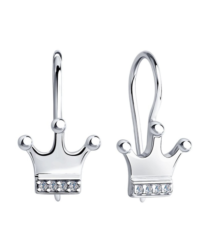 Sterling silver earrings with zircons "crown"