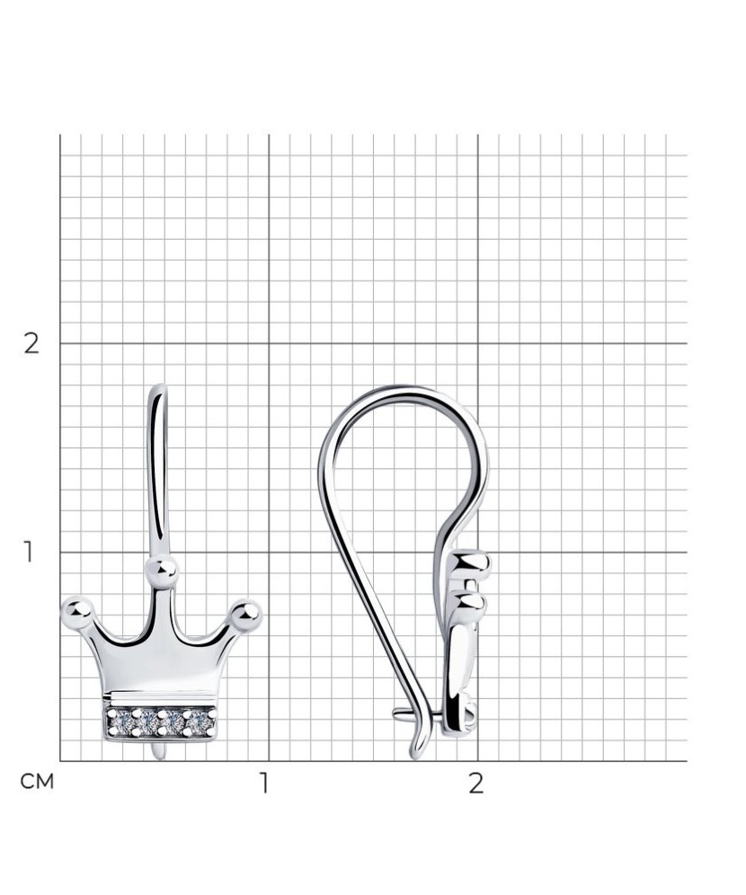 Sidabriniai auskarai su cirkoniais "Karūna" - Sidabriniai auskarai - Goldinga
