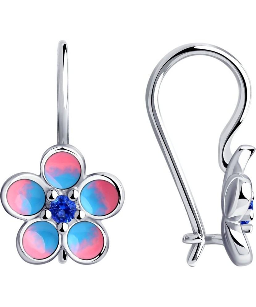 Sterling silver earrings with enamel and zircons