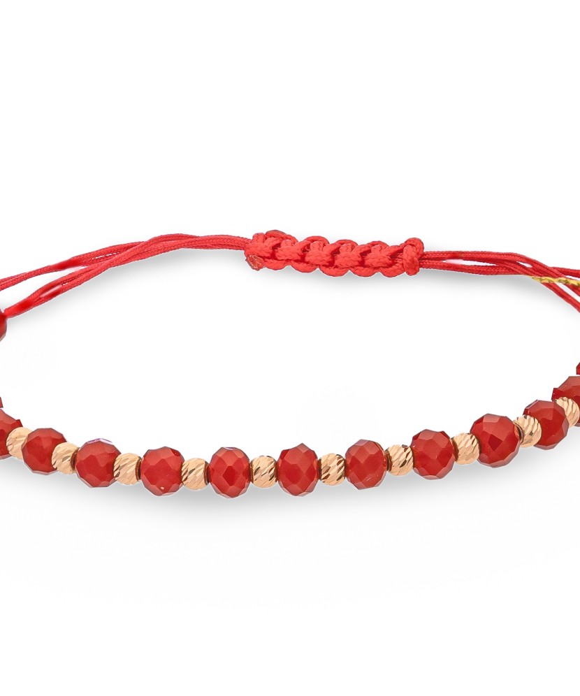 Red string bracelet with gold and onyxes