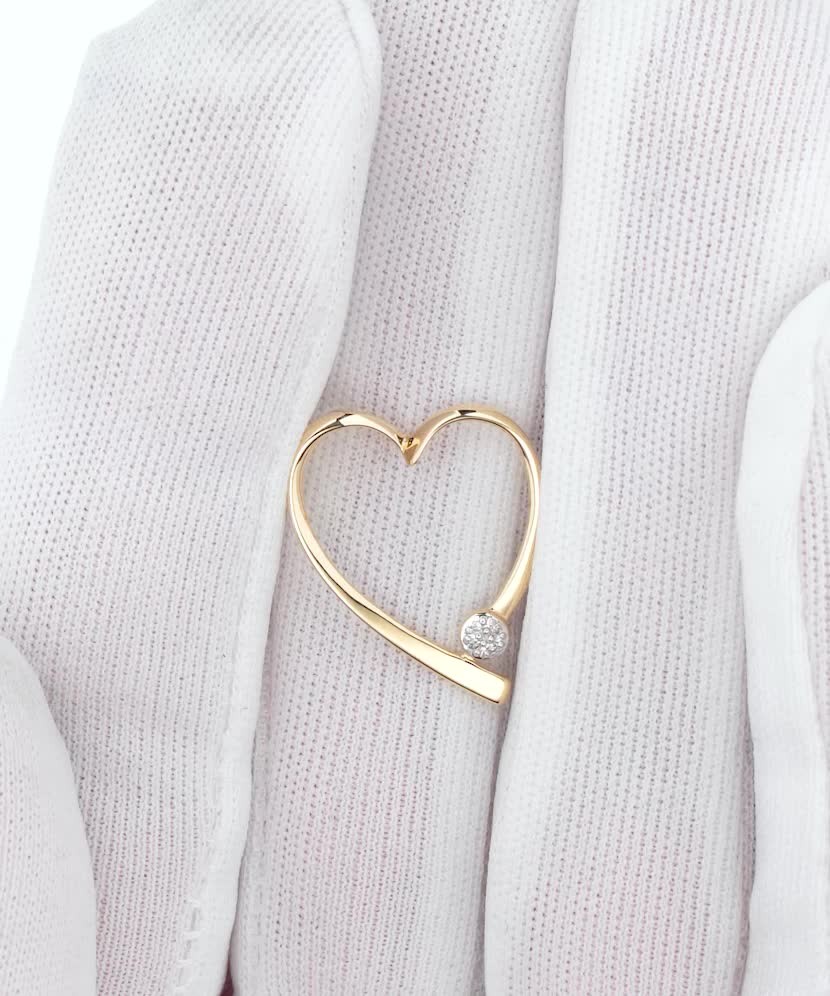 Yellow gold pendant with diamond "Hearts"