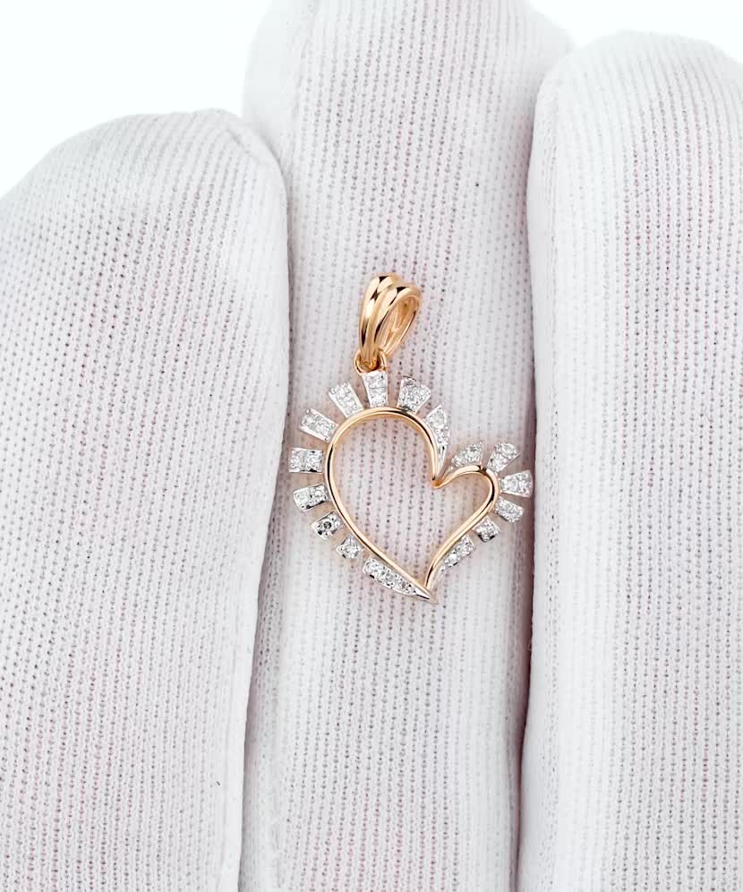 Gold pendant with diamonds "heart"