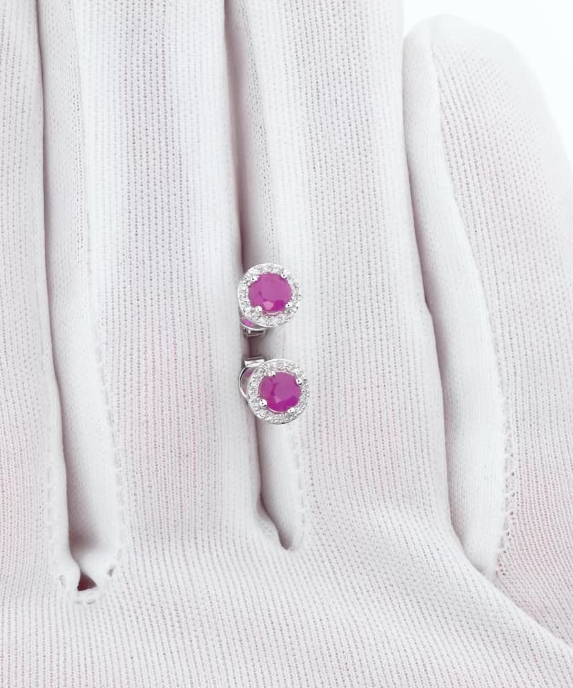 White gold earrings with rubies and diamonds