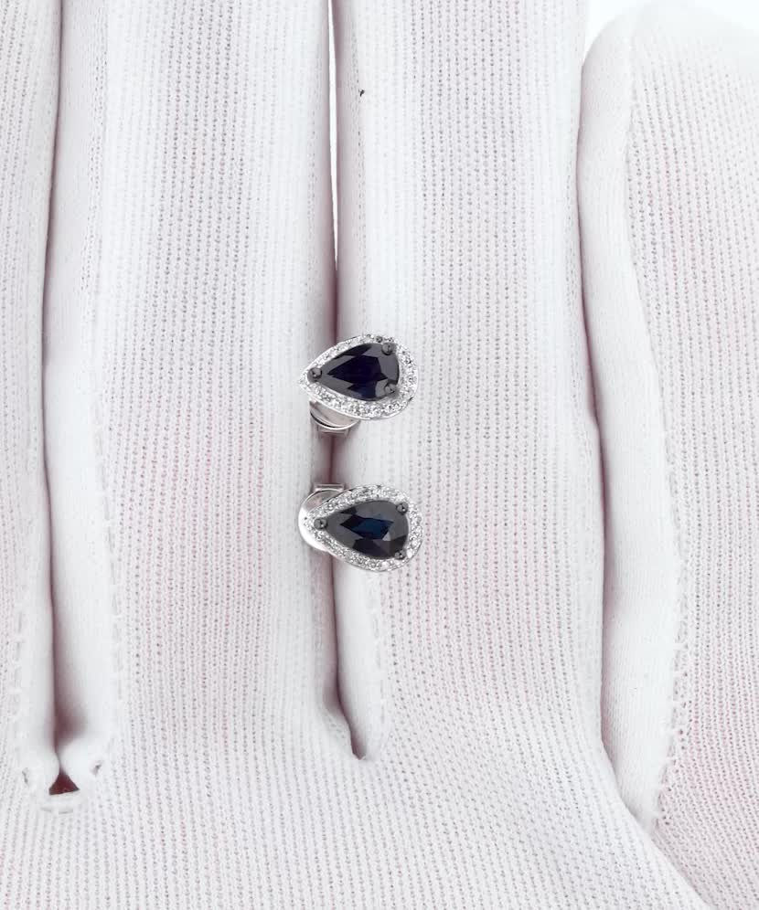 White gold earrings with sapphires and diamonds