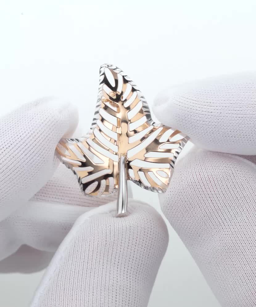 Gold brooch "Leaflet"