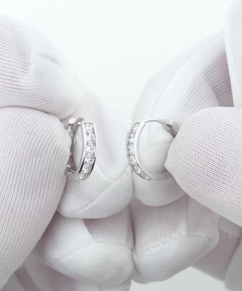 White gold earrings with zircons