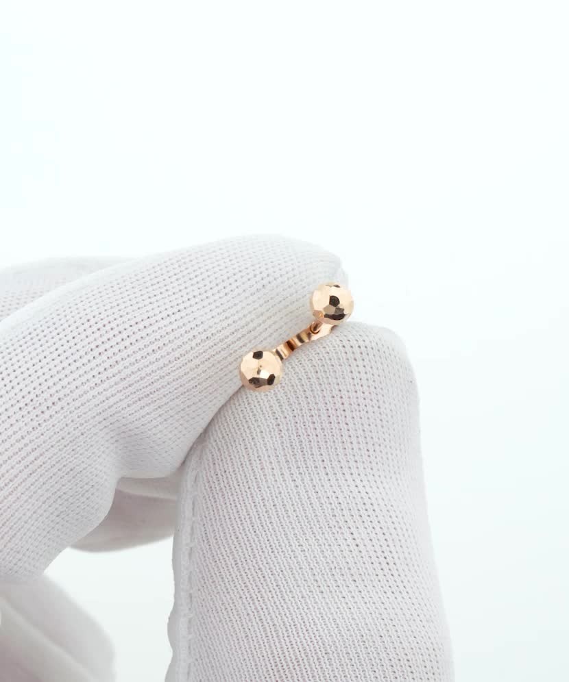 Engraved Gold  Earrings "Bubbles" 4mm