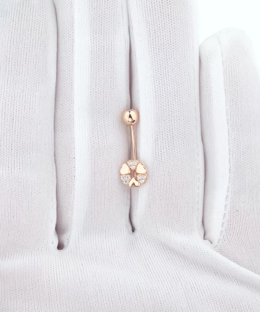 Gold Belly Button Ring with zircons