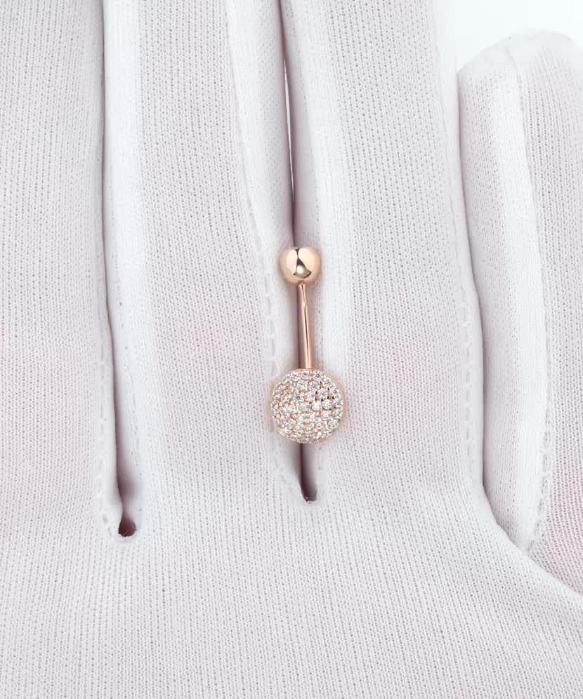 Gold Belly Button Ring with zircons