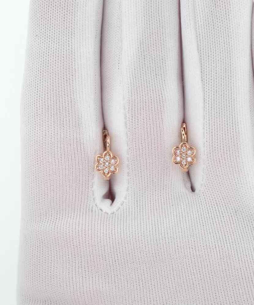 Kultaiset korvakorut zirkoneilla "Kukkas"