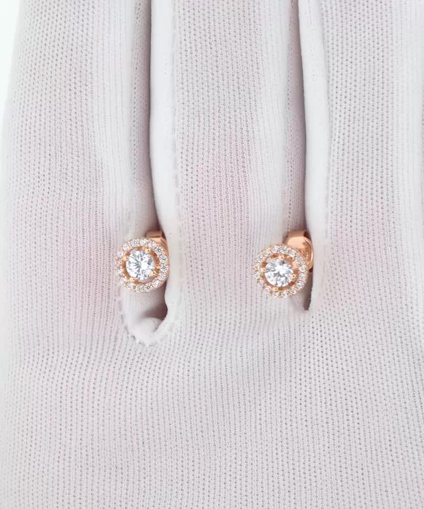 Gold earrings with zircons