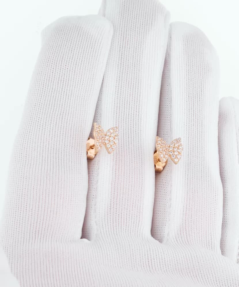 Gold earrings with zircons "Butterflies"
